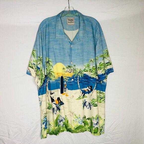 Tommy Bahama x Disney Mens Silk Mickey Mouse Donald Goofy Hawaiian Shirt Sz 2XL - Picture 2 of 4